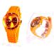 Eaxus Polshorloge, quartz, heren/dames, analoog, sportklok, oranje, siliconen band, gekleurd quartz uurwerk, analoog horloge