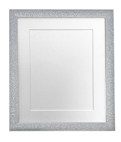 FRAMES BY POST FRAMES VAN POST Glitz Zilver Fotolijst met Witte Bevestiging 16 x 12 Beeldgrootte 12 x 8 Inch Kunststof Glas