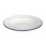 No Label 6101525, Plaat - Emaille - Ø 24cm - Wit/Blauw