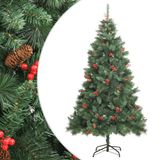 vidaXL Kunstkerstboom met scharnieren, dennenappels en bessen, 240 cm