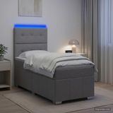 Maison Exclusive - Lit Boxspring Led avec matelas gris clair 90 x 200 cm tissu