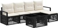 vidaXL Tuinbank Set 2-zits Zwart Polyrattan