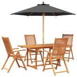 vidaXL - Buiten - Eetset - met - Parasol - 6 - st - 4-zits - Anthraciet - en - Natuurlijk