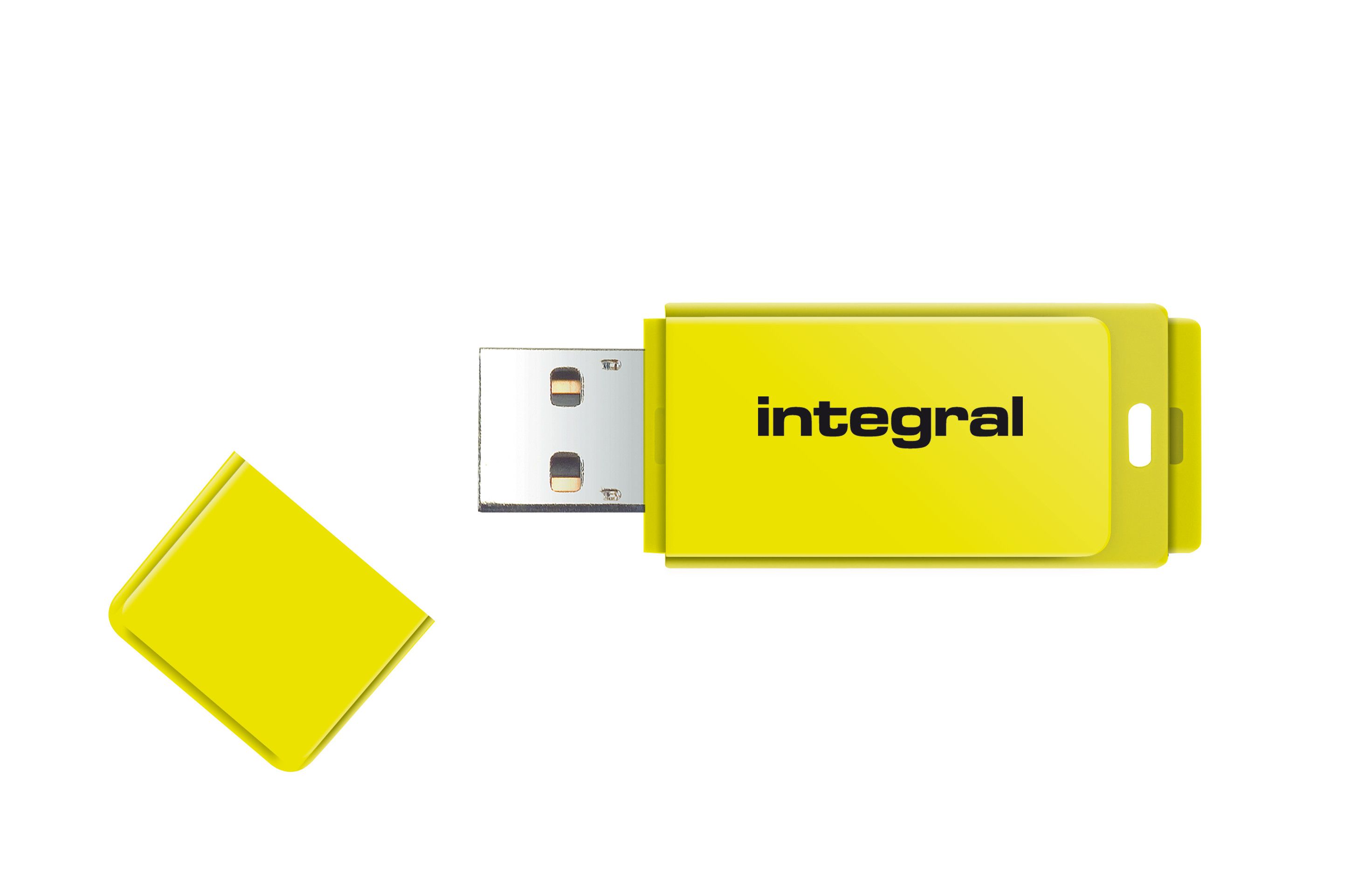 Integral Neon Yellow USB 2.0 Flash Drive - 8GB