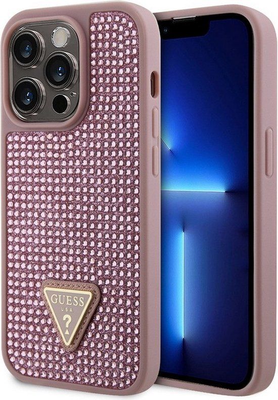 Guess Rhinestones Back Cover - Apple iPhone 15 Pro - Pink