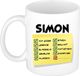Bellatio Decorations Naam mok Simon - wit - top gozer - keramiek - 300 ml - cadeau collega beker