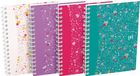 Oxford Floral softcover spiraalschrift, ft A6, 50 vel, geruit 5 mm, 4 geassorteerde designs 10 stuks