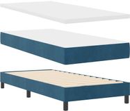 vidaXL Boxspringbed met hoofdeinde, donkerblauw, 90 x 190 cm, fluweel
