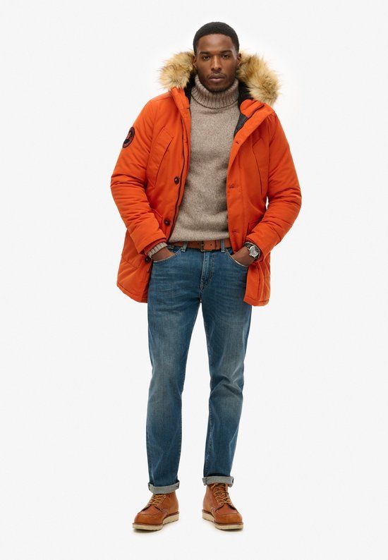 Superdry Everest Parka met capuchon en imitatiebont Heren Oranje Maat S