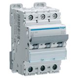 Hager M-serie, automatisch, magnetisch, M, gebogen, C, 6 Ka, 3 polen, 3 A