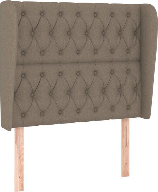 vidaXL Hoofdbord met randen 93x23x118/128 cm stof taupe