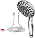 Merkloos Waterbesparende Douchekop 6,8 L/min 6 Straalsoorten - Handdouche met Hoge Druk en Waterbesparing tot 50% - CSA USA Getest en Gecertificeerd - Doucheslang 1,5 m - G1/2 Aansluiting
