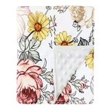 HNHUAMING Bloemen babydekens, bloemen peuterdeken voor jongens meisjes, gestippelde achterkant, dubbellaags, wieg ontvangende deken, voor kinderdag/kinderwagen/peuterbed/autostoeltje, 76 x 105 cm