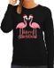 Bellatio Decorations Foute Kersttrui/sweater voor dames - Merry Christmas - flamingo - zwart - tropische kerst XL