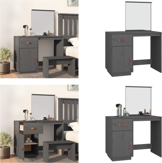 vidaXL Kaptafel 95x50x134 cm massief grenenhout grijs