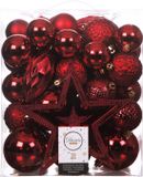 Kaemingk B.V. Boules de Noël set - 55x stuks incl. étoile pic - rouge - plastique