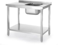 HENDI Spoeltafel rvs - spoelbak rechts, legplank - 100x60x85 cm - zilverkleurig - horeca