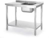HENDI Spoeltafel rvs - spoelbak rechts, legplank - 100x60x85 cm - zilverkleurig - horeca