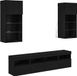 vidaXL Meuble TV avec éclairage LED, 5 pièces, noir aspect chêne