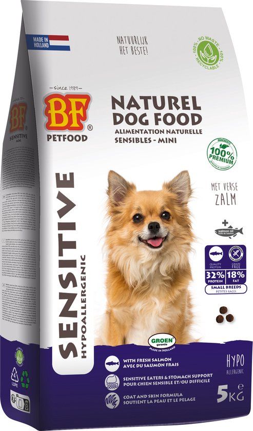 Biofood BF Petfood Hondenvoer Graanvrij Adult Sensitive Kleine Rassen Hypoallergeen Zalm 5kg