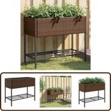 vidaXL Plantenbak met schap poly rattan bruin