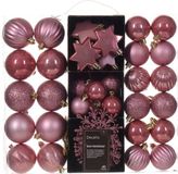 Decoris Kerstballen en Kerstornamenten - 40x - Kunststof - Oudroze - Mix