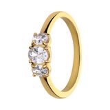 Lucardi Dames Stalen goldplated vintage ring met drie witte zirkonia