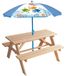 FUN HOUSE MA Petite Carapace table de pique-nique, H.53 x L 95 x Ø 100 cm, avec parasol tortue, hauteur 125 x Ø 100 cm, pour enfants