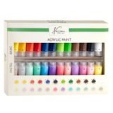 Nassau Fine Art Acrylverf set 24pcs - 22ML Verftubes - 12 pastel kleuren & 12 basis kleuren - hobbyverf