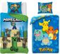 4KidsOnly Minecraft en Pokemon dekbedovertrekset 140x200 cm - Polyester - Meerkleurig