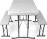 Merkloos Picknicktafel - Biertafel met banken - Vouwtafel + 2 vouwbare zitbanken - wit - 105x62 cm
