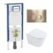 Geberit QeramiQ Dely Toiletset - 36.3x51.7cm - Geberit UP720 inbouwreservoir - rimless - diepspoel - 35mm zitting - softclose - bedieningsplaat geborsteld messing - ronde knoppen - glans wit