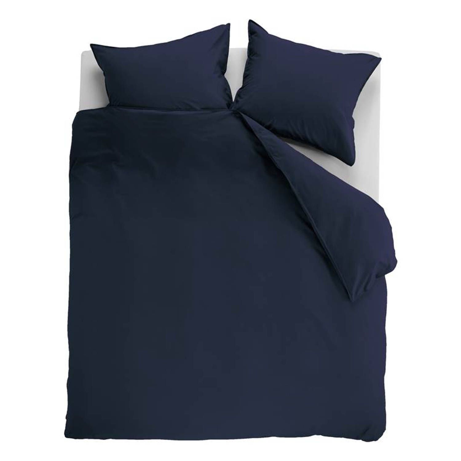 Ambiante Cotton Uni Dekbedovertrek - Extra breed - 260x200/220 cm - Donkerblauw