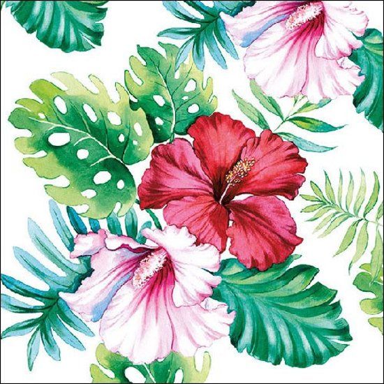 Ambiente servetten "Hibiscus floral white" - 8712159152005