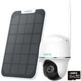 Reolink 4MP Draadloze WiFi Buitenbewakingscamera op Zonne-energie, Tweewegs-audio, AI-detectie, Pan en Kantelfunctie, Nachtzicht, Afstandsbediening op meerdere apparaten, Argus PT Plus + SP