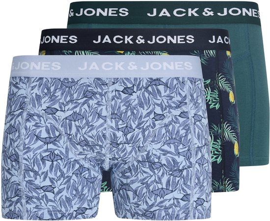 JACK&JONES JACJAKE LEMON TRUNKS 3 PACK Heren Boxershort L Navy Blazer Dierenprint
