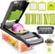 Mandoline et hacheur multifonctionnel - Lames en acier inoxydable - Coupe, émince, pèle - Coupe-oignon - Plastique PP - Vert