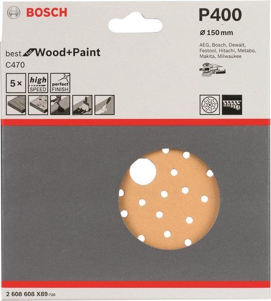 Bosch Excenterschuurpapier - Korrel 400 - Ø 150 mm - 5 stuks
