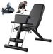 Relaxdays banc de musculation, jusqu'à 200 kg, pliable, réglable, noir | bandes de résistance, pupitre, banc multifonctionnel