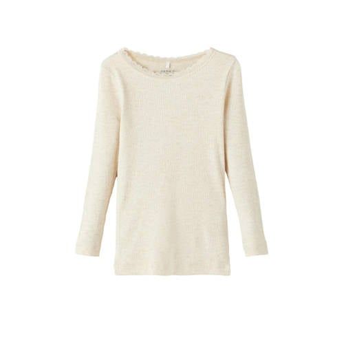 NAME IT MINI ribgebreide longsleeve NMFKAB zand melange