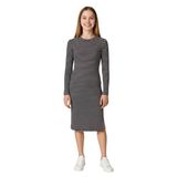 s.Oliver gebreide gestreepte bodycon jurk met split - marineblauw/wit