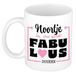Bellatio Decorations Naam mok Noortje - wit - Fabulous - keramiek - 300 ml - cadeau collega beker - cadeau