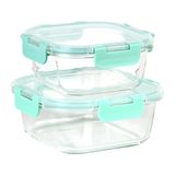 Cofan Home Vierkante container 520 ml / 800 ml | voedselcontainer | 2 containers + 2 deksels | luchtdicht | BPA-vrij