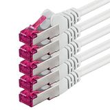 1aTTack.de 10m - wit - 5 stuks - CAT6a (10Gb/s) netwerkkabel S-FTP CAT 6a LAN-kabel - GHMT-gecertificeerd PIMF 500 MHz Cat5 Cat5e Cat6 Cat6a Cat7 voor switch, router, modem, internet