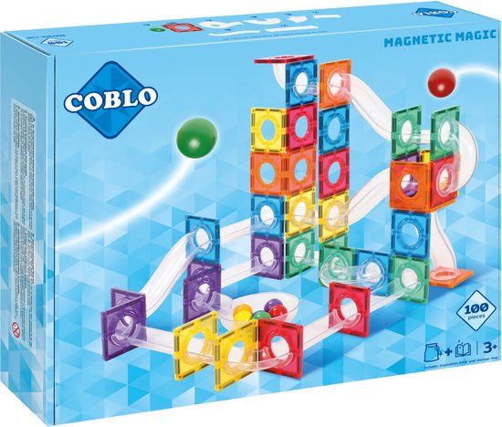 Coblo Classic Knikkerbaan 100 stuks - Magnetisch speelgoed - Constructiespeelgoed - Magnetic tiles - 3+