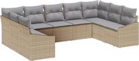 vidaXL Tuinbank - Set - 9-delig - Beige en Lichtgrijs - Polyrattan