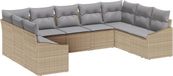 vidaXL Banc de jardin - Ensemble - 9 pièces - Beige et Gris clair - Polyrattan