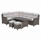 Garden Impressions Blue Bird wicker lounge-dining set - links - grijs/ sand