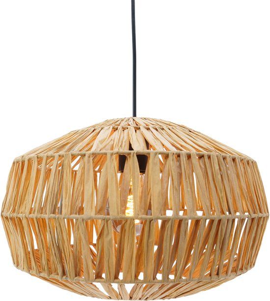 EGLO Sheldon Hanglamp - E27 - Ø 38 cm - Zwart/Natuurlijk/Bruin - Papier