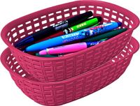 Hega Hogar Opbergmandje/kastmandje - 2x - fuchsia roze - 3 liter - kunststof - 21 x 30 x 7 cm